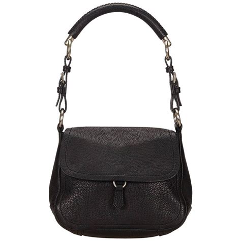 prada shoulder flap leather large black|prada black shoulder bag vintage.